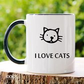 I Love cats - Customized mokken en bekers - mokken met tekst - mokken - bekers - cadeautje - cadeau voor vrouw - cadeau vor man - keramiek servies - cadeautje voor haar - cadeautje voor hem