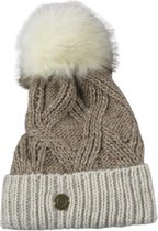 Muts dames winter met omslagrand en pompon