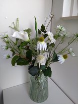 Zijden boeket / kunstbloemen wit-groen