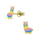 Joy|S - Zilveren Alpaca lama oorbellen - multicolor - 14k goudplating