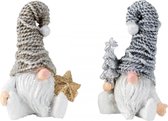 Kabouter zittend met slaapmuts -  hoogte = 7cm - Kerstversiering - Kerstdecoratie - 2 Stuks