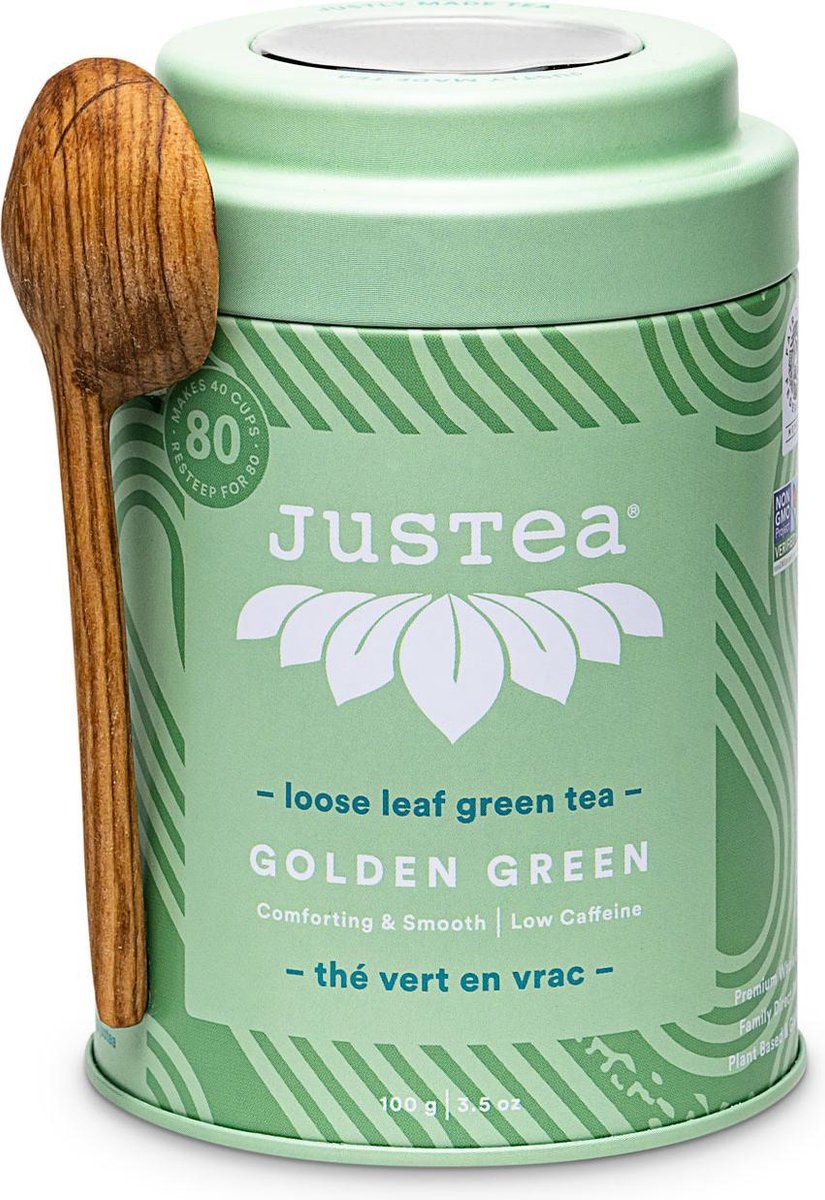Justea - Golden Green - Groene Thee – Matcha & Papaya - 100 g – Thee cadeau