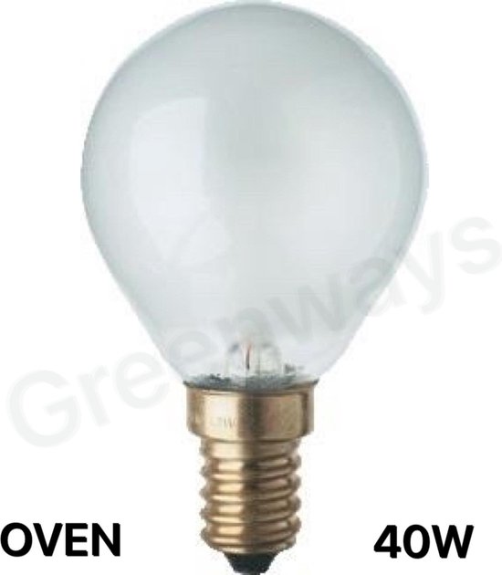 Greenways - Lampe de four - 40W - E14 - Bullet - Matte - Petit raccord - 300  Degrés 