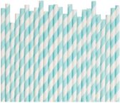 Doodadeals® Papieren Rietjes - Lichtblauw & Wit - 25 stuks - 20 cm - Kartonnen Rietjes - Paper Straws