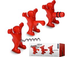 Happy Men Set – Wijn Accessoires - Flesopener - Kurkentrekker - Wijnstopper - 8 x 8,5 x 6 cm - Set van 3