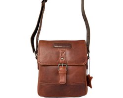 Louis Wallis leren tas heren bruin schoudertas heren - crossbody tas heren schoudertassen - mannen cadeautjes cadeau voor man
