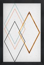 JUNIQE - Poster in houten lijst Diamond -40x60 /Blauw & Bruin