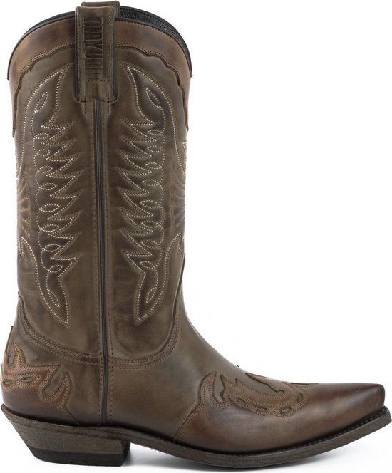 Mayura Boots 17 Taupe Ecotan Dames Heren Cowboy Western Laarzen Spitse Neus Schuine Hak Waxed Leer Maat EU 45