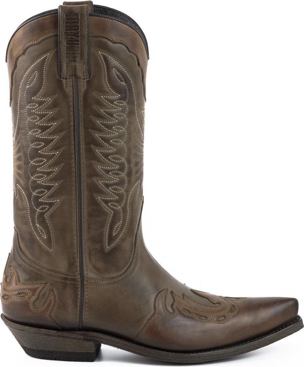 Mayura Boots 17 Taupe Ecotan Dames Heren Cowboy Western Laarzen Spitse Neus Schuine Hak Waxed Leer Maat EU 45