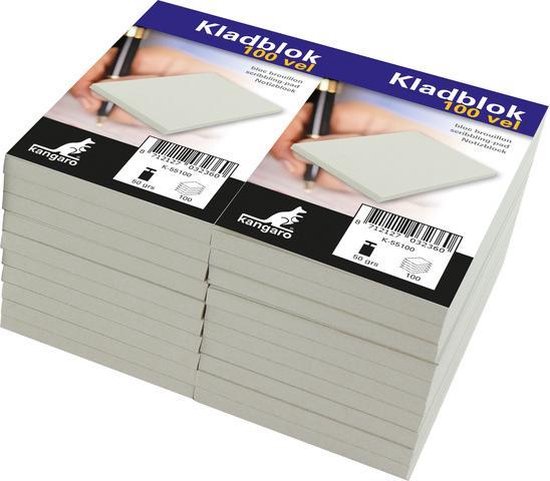 Kangaro kladblok - 6,75 x 11 cm - grijs - 20 stuks - K-55100-20 - Kangaro