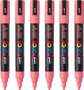 Posca Stiften PC-5M Medium Tip - verfstiften - Koraalpink - 6 stuks