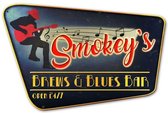 Smokey's Brews & Blues Bar Zwaar Metalen Bord - 75 x 50 cm