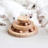 Selwo Interactive kattenspeelgoed van hout, tweelaags draaibaar, Smart Track Ball schommelrol, geschenken, interactief (houten)