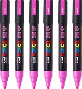 Posca Stiften PC-5M Medium Tip - verfstiften - Fluor roze - 6 stuks