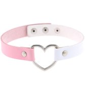 Miresa - sexy hart choker - verstelbaar met drie knopen – roze & wit