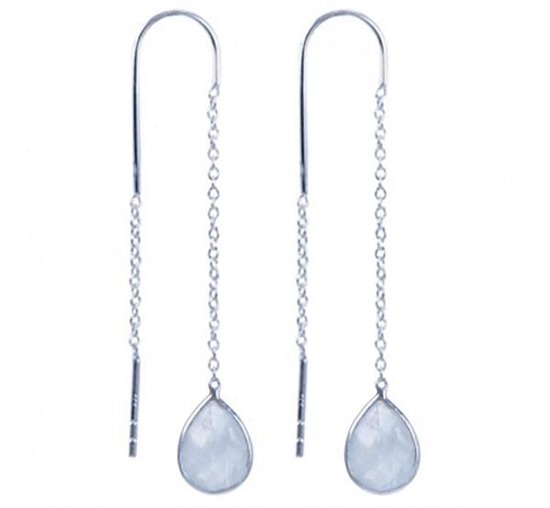 Natuursieraad - 925 sterling zilver maansteen oorhangers oorbellen - luxe edelsteen sieraad - handgemaakt