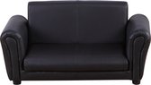 Zwart soft sofa kinderbank met voetbank - Kinder fauteuil - kinderstoel