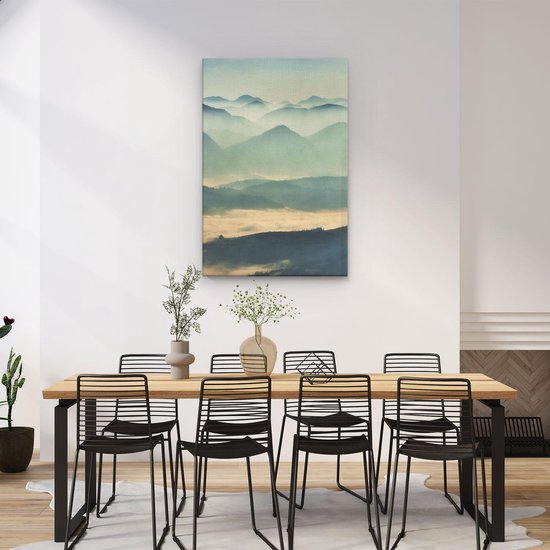 Artaza Peinture Sur Toile Paysage De Colline Pendant Le Brouillard - 60x90 - Photo Sur Toile - Impression Sur Toile