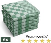 Droomtexiel® Horeca Kwaliteit Katoenen Theedoeken set - 6x Theedoeken - Groen Wit -