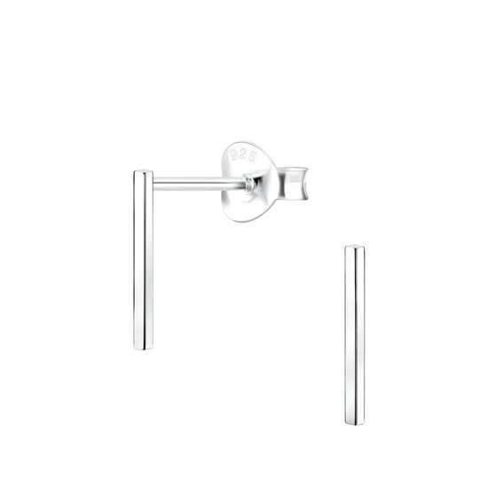 Joy|S - Zilveren bar / staaf oorbellen - 1 x 10 mm