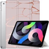 Hoes geschikt voor iPad 2022 / 2021 / 2020 10.2 inch - Trifold Book Case Leer Tablet Hoesje Marmer Roze