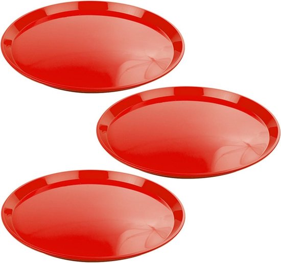 6x Rode kunststof borden - 34 cm - Dinerbord - Barbecuebord - Camping bord  | bol.com