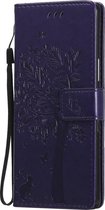 Sony Xperia L4 Hoesje - Mobigear - Tree Serie - Kunstlederen Bookcase - Paars - Hoesje Geschikt Voor Sony Xperia L4