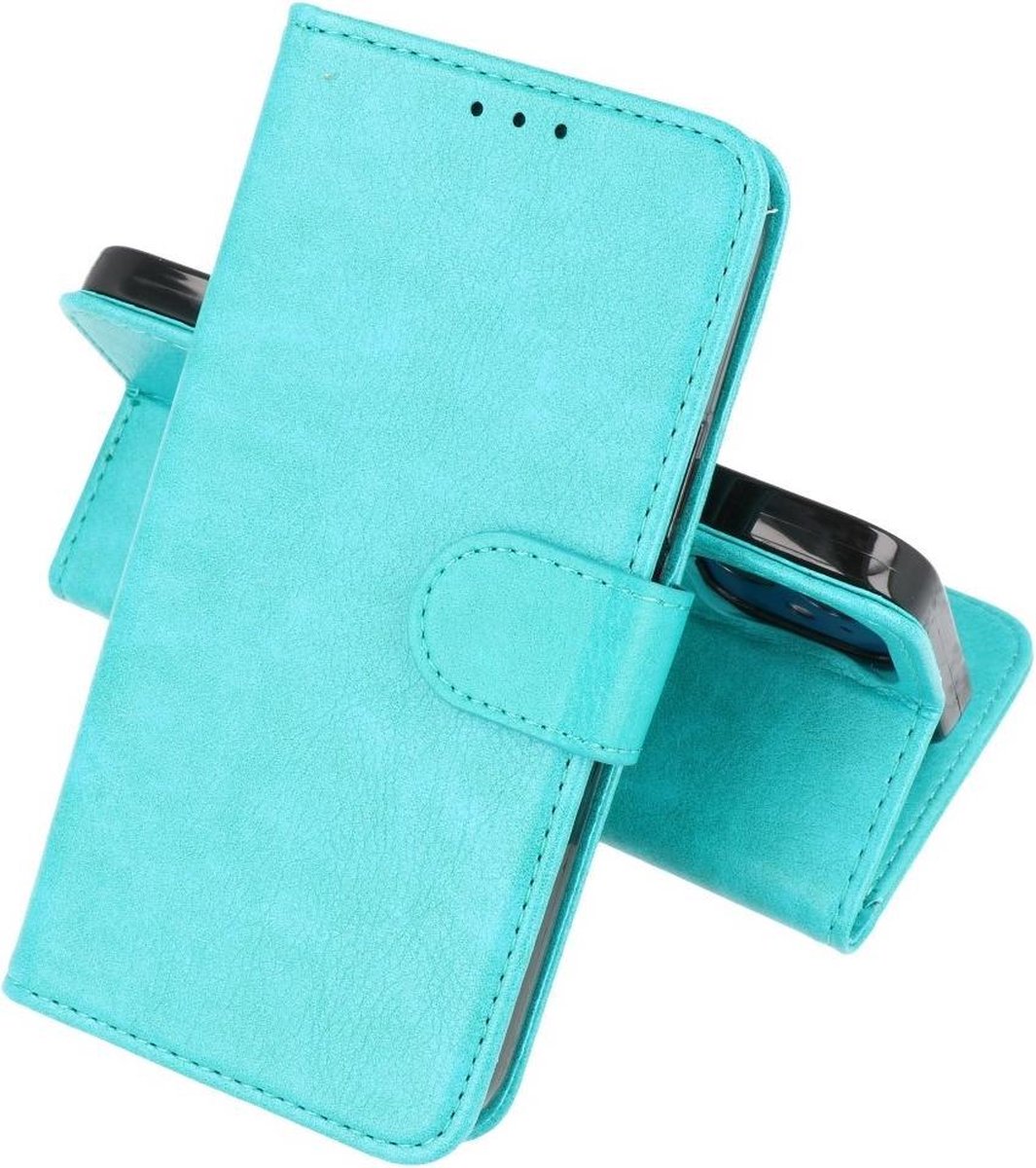 Hoesje Geschikt voor iPhone 13 Mini - Kaarthouder Book Case Telefoonhoesje - Groen