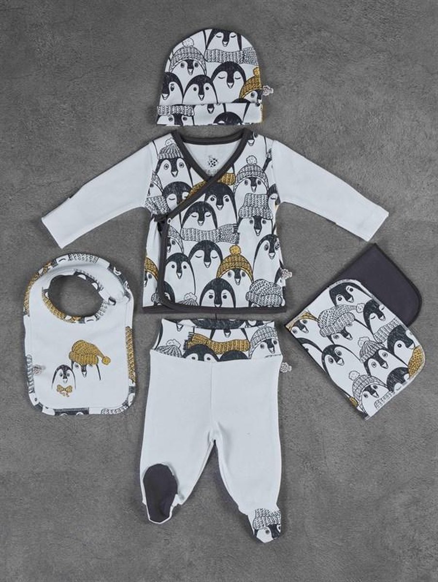Goedkoopste Ecocotton babyset van biologisch katoen 5-delige - Pingu White