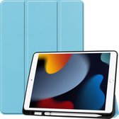 Tablet hoes voor iPad 2021 Hoes met Apple Pencil Houder & Auto Sleep/Wake functie - Tri-Fold book Case - 10.2 inch - Licht Blauw