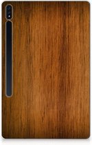 Tablethoesje met Naam Geschikt voor Samsung Galaxy Tab S7 Plus Cover Donker Hout met doorzichte zijkanten