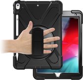 Case2go - Tablet hoes geschikt voor iPad 2021 - 10.2 Inch - Hand Strap Armor Case - Zwart
