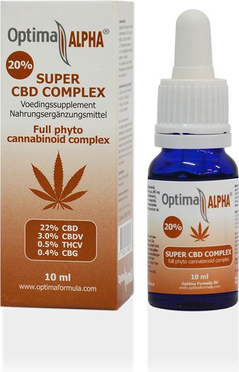 Alpha CBD olie complex 20%, Optima Formula, 100% zuivere CBD olie, 10 ml, Cannabidiol