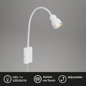 Briloner Leuchten TUSI bedlamp touch functie metaal wit 1xLED-GU10 5W 400lm 3000K flex arm aan/uit schakelaar