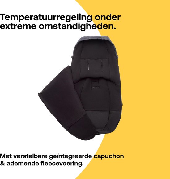 Bugaboo Winter Performance Voetenzak, Must-Have Kinderwagen Accessoire Met Kap, Schoenenschild en Tweeweg Rits in Midnight Black — afbeelding 4