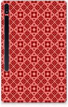 Leuk Tablethoesje Samsung Galaxy Tab S7 Plus TPU Siliconen Bumper Batik Red met doorzichte zijkanten