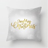 Kerst kussenhoes grijs/wit met tekst Merry Christmas (45 x 45)