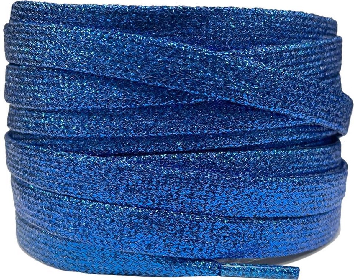Veters voor sneakers - Glitter shiny - Arragon - koningsblauw - 120cm