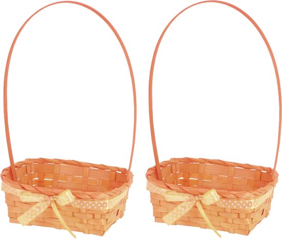Paasmandjes raffia geel/groen - | vintage en retro winkel