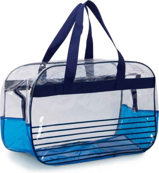 Sac de plage étanche bleu/transparent 53 x 26 x 34 cm - Piscine/sac de plage...  | bol