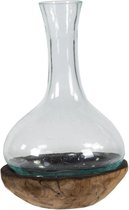 Plantenwinkel Decowood Glass E Round 18x31 cm ronde glazen vaas op boomstronk M decoratie