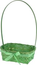 Paaseieren mandje groen vierkant met hengsel 39 cm - Pasen feestartikelen - Paaseitjes zoeken raapmandje