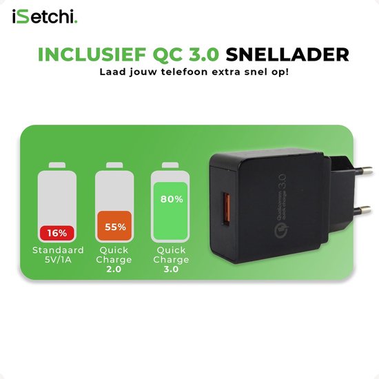 iSetchi 3-in-1 Draadloze Oplader (15W snellader) – Inclusief QC 3.0 Adapter - Voor Apple iPhone, Watch - Airpods & Pro - Samsung Android & Galaxy Buds - Draadloos Qi Station Telefoon Lader - Zwart - iSetchi