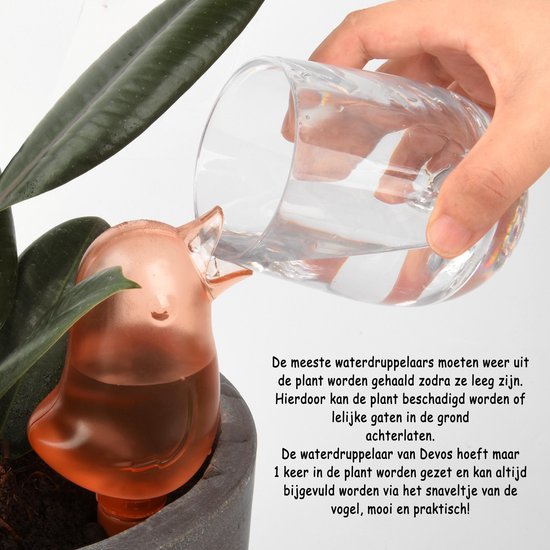 Waterdruppelaar voor Planten 2 stuks - Waterbol Kamerplanten - Automatisch Watergeefsysteem - Vogel - Blauw - devos