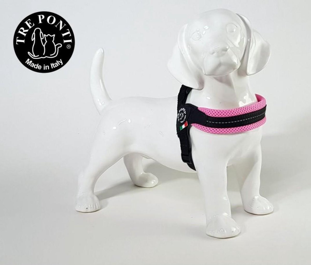 Tre Ponti Fibbia Verstelbaar Tuig Roos - Borstomtrek 39 - 43 cm