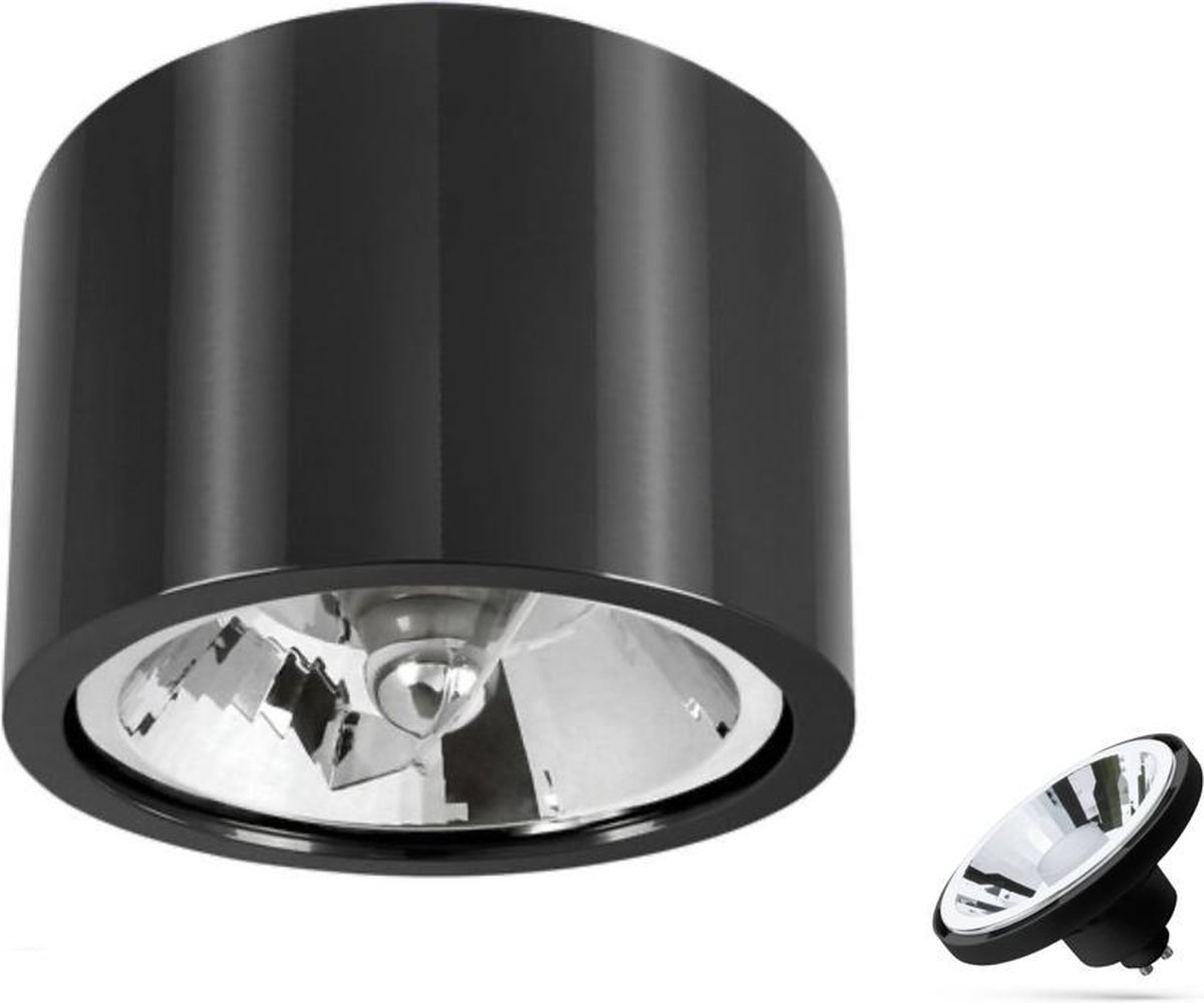 Spectrum - LED Plafondspot CHLOE - GU10 AR111 - excl. LED spot - Zwart rond