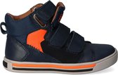 Braqeez 421857-620 Jongens Hoge Sneakers - Blauw/Oranje - Leer - Klittenband