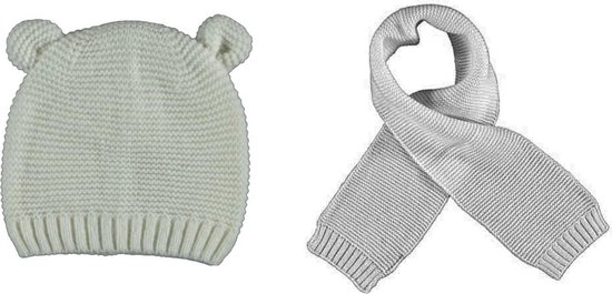 Ensemble tricoté bébé fille garçon bonnet (avec doublure) écharpe oreilles  d'ours Wit... | bol.com