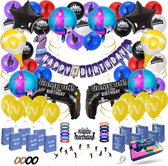 Fissaly 106 Stuks Video Game Verjaardag Decoratie Set met Ballonnen – Feestversiering & Feestdecoratie