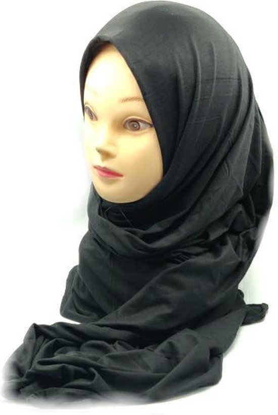 Foulard noir, hijab en coton, hejab.